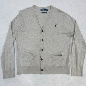 Ralph Lauren Men's Medium Light Gray Cardigan Sweater